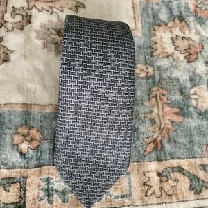 Hermes Gray H Silk Twill Tie